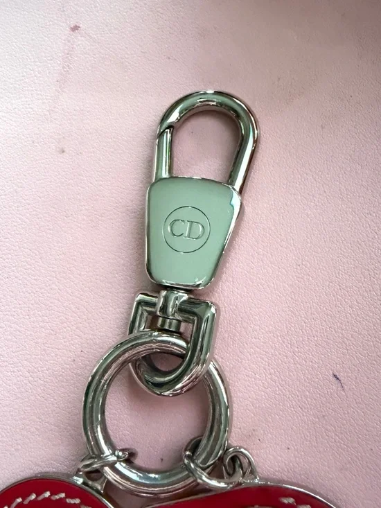 Dior Red CD Logo Keychain Charm - Picture 2 of 5